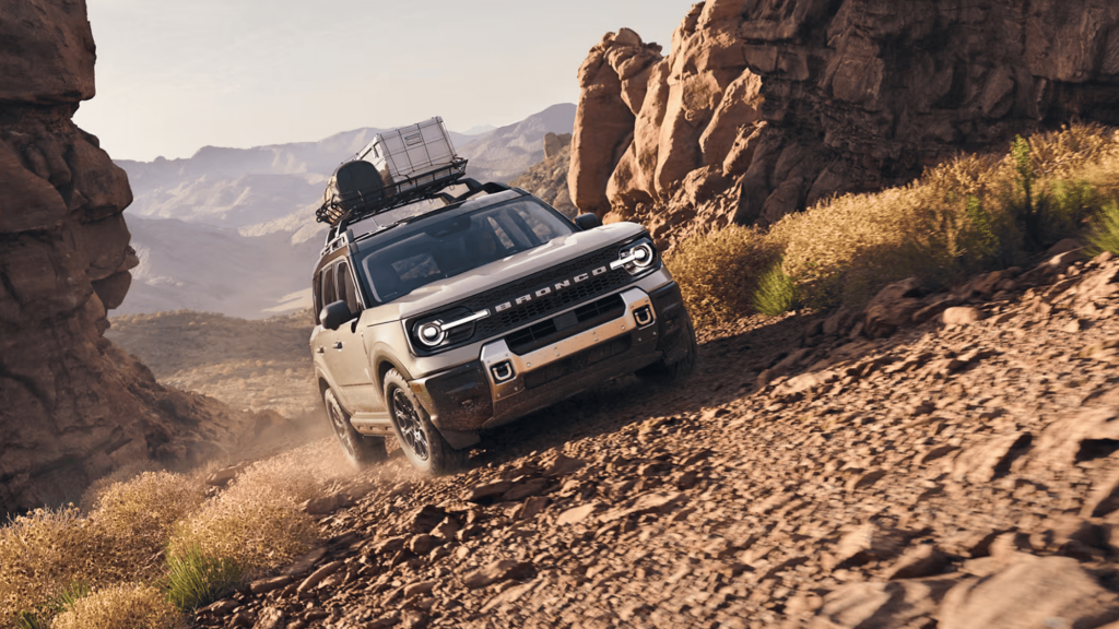 2025 Ford Bronco Sport® equipped with off-road gear climbing rocky trails near Shaker Heights, OH.