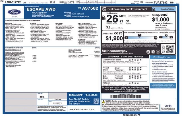 2026 Ford Escape Platinum