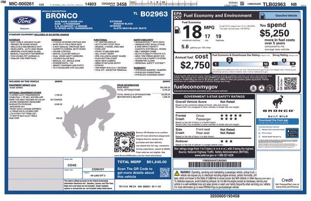 2026 Ford Bronco Base In-Transit