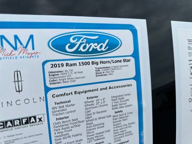 2019 RAM 1500 Big Horn/Lone Star