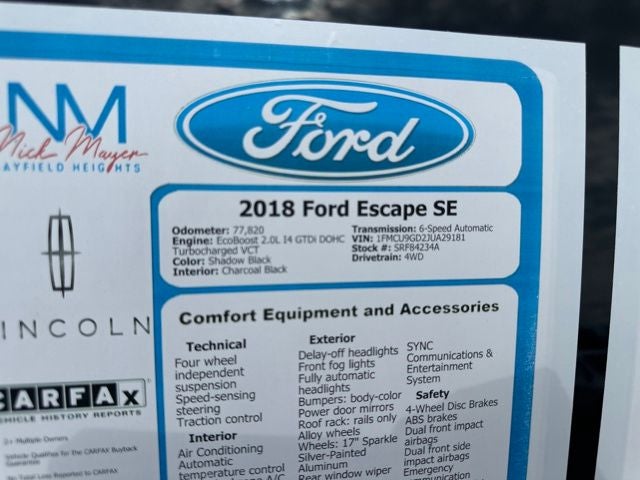 2018 Ford Escape SE