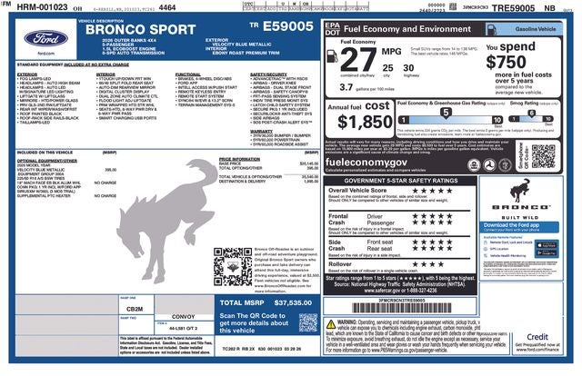 2026 Ford Bronco Sport Outer Banks IN-TRANSIT