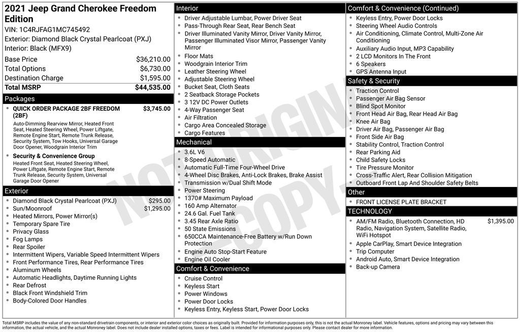 2021 Jeep Grand Cherokee Freedom Edition