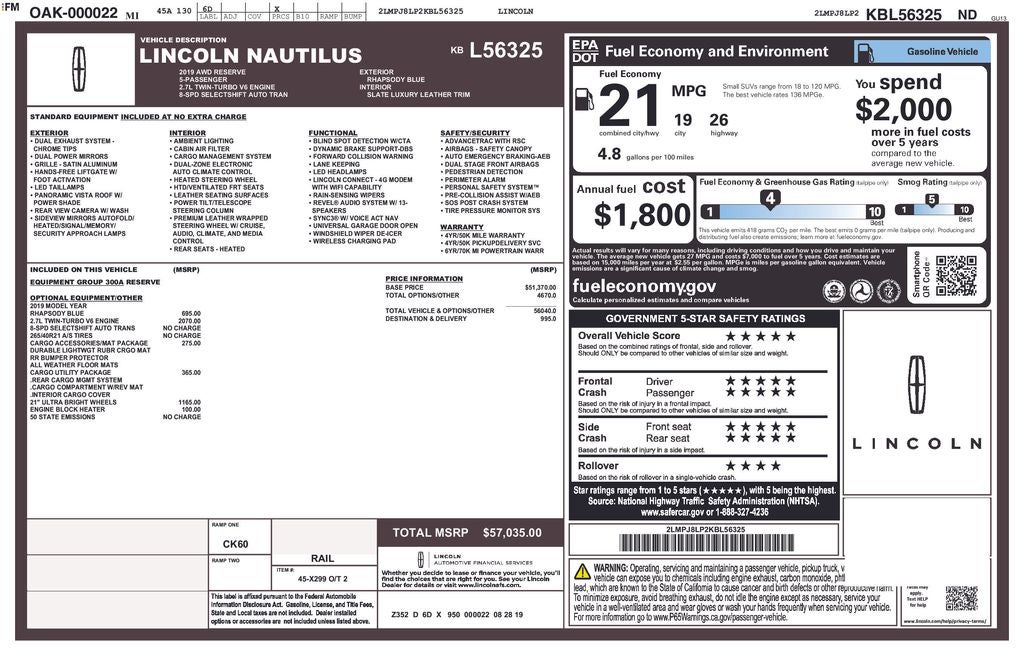 2019 Lincoln Nautilus Reserve