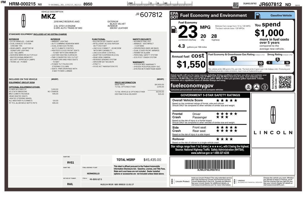 2018 Lincoln MKZ Reserve